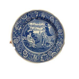 Vintage Spode room blue room collection Woodman 10" decor collectible blue white